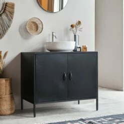Arsène Solid Mango Wood And Metal Vanity Unit 90 Cm Ref. 3614 15 Arsène Solid Mango Wood And Metal Vanity Unit 90 Cm Ref. 3614 -TIKAMOON Sales 1200 1200 arsene solid mango wood and metal vanity unit 90 cm 6