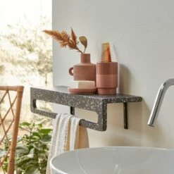 Clea Wall Mounted Towel Rack In Confetti Terrazzo Ref. 6249 -TIKAMOON Sales 1200 1200 clea confetti terrazzo wall mounted towel rack 3