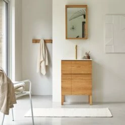 Easy Solid Oak And Ceramic Bathroom Unit 60 Cm Ref. 6178