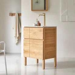 Easy Solid Oak And Ceramic Bathroom Unit 60 Cm Ref. 6178 -TIKAMOON Sales 1200 1200 easy 60 cm solid oak and ceramic bathroom unit 3