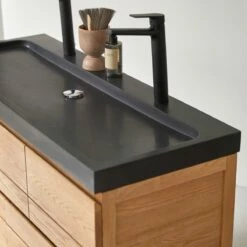 Easy Solid Oak And Lava Stone Bathroom Cabinet 120 Cm Ref. 2247 -TIKAMOON Sales 1200 1200 easy solid oak and lava stone bathroom cabinet 120 cm 4