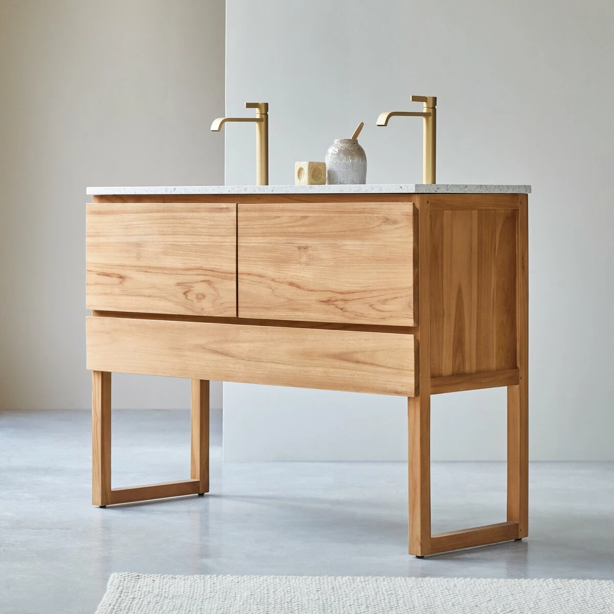 Edgar Moon 120 Cm Solid Teak And Premium Terrazzo Vanity Unit Ref. 6244 4 Edgar Moon 120 Cm Solid Teak And Premium Terrazzo Vanity Unit Ref. 6244 - Image 2