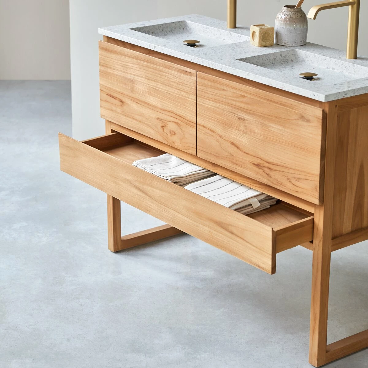 Edgar Moon 120 Cm Solid Teak And Premium Terrazzo Vanity Unit Ref. 6244 5 Edgar Moon 120 Cm Solid Teak And Premium Terrazzo Vanity Unit Ref. 6244 - Image 3