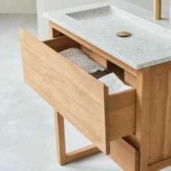 Edgar Moon 80 Cm Solid Teak And Premium Terrazzo Vanity Unit Ref. 6251 -TIKAMOON Sales 1200 1200 edgar moon 80 solid teak and premium terrazzo vanity unit 3