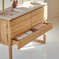 Edgar Pink 120 Cm Solid Teak And Premium Terrazzo Vanity Unit Ref. 6076 -TIKAMOON Sales 1200 1200 edgar pink 120 solid teak and premium terrazzo vanity unit 5