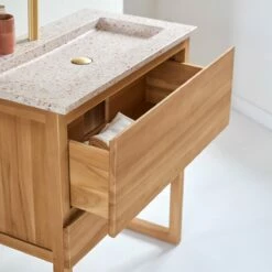 Edgar Pink 80 Cm Solid Teak And Premium Terrazzo Vanity Unit Ref. 6072 -TIKAMOON Sales 1200 1200 edgar pink 80 solid teak and premium terrazzo vanity unit 2