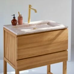 Edgar Pink 80 Cm Solid Teak And Premium Terrazzo Vanity Unit Ref. 6072 -TIKAMOON Sales 1200 1200 edgar pink 80 solid teak and premium terrazzo vanity unit 4