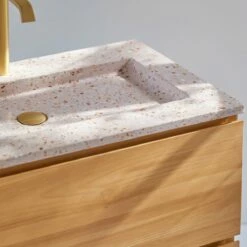 Edgar Pink 80 Cm Solid Teak And Premium Terrazzo Vanity Unit Ref. 6072 -TIKAMOON Sales 1200 1200 edgar pink 80 solid teak and premium terrazzo vanity unit 5