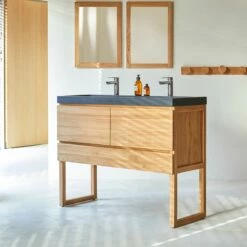 Edgar Solid Teak And Lava Stone Bathroom Cabinet 120 Cm Ref. 3435 11 Edgar Solid Teak And Lava Stone Bathroom Cabinet 120 Cm Ref. 3435 -TIKAMOON Sales 1200 1200 edgar solid teak and lava stone bathroom cabinet 120 cm 3