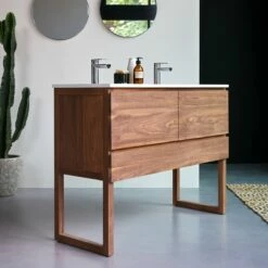 Edgar Solid Walnut And Moon Premium Terrazzo Bathroom Cabinet 120 Cm Ref. 4718 -TIKAMOON Sales 1200 1200 edgar solid walnut and moon premium terrazzo bathroom cabinet 120 cm 4