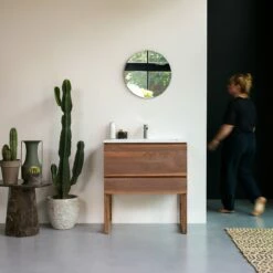 Edgar Solid Walnut And Moon Premium Terrazzo Vanity Unit 80 Cm Ref. 4724