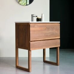 Edgar Solid Walnut And Moon Premium Terrazzo Vanity Unit 80 Cm Ref. 4724 -TIKAMOON Sales 1200 1200 edgar solid walnut and moon premium terrazzo vanity unit 80 cm 4