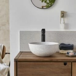 Elea Round White Premium Terrazzo Washbasin Ref. 6451 -TIKAMOON Sales 1200 1200 elea white premium terrazzo round washbasin 2
