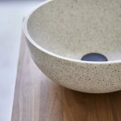 Elea Round White Premium Terrazzo Washbasin Ref. 6451 -TIKAMOON Sales 1200 1200 elea white premium terrazzo round washbasin 5