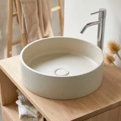 Gina Round Cream Terrazzo Washbasin Ref. 6098 -TIKAMOON Sales 1200 1200 gina round cream terrazzo washbasin 5