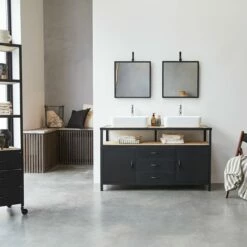 Industriel Solid Mango Wood And Metal Vanity Unit 140 Cm Ref. 2246