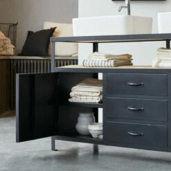 Industriel Solid Mango Wood And Metal Vanity Unit 140 Cm Ref. 2246 -TIKAMOON Sales 1200 1200 industriel solid mango wood and metal vanity unit 140 cm 4