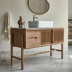 Isaure Solid Walnut And Premium Terrazzo Bathroom Cabinet 125 Cm Ref. 5589 -TIKAMOON Sales 1200 1200 isaure solid walnut and premium terrazzo bathroom cabinet 125 cm 3