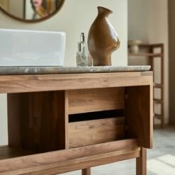 Isaure Solid Walnut And Premium Terrazzo Bathroom Cabinet 125 Cm Ref. 5589 -TIKAMOON Sales 1200 1200 isaure solid walnut and premium terrazzo bathroom cabinet 125 cm 5