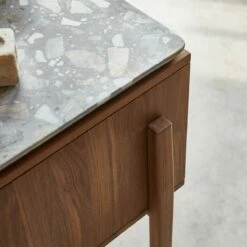 Isaure Solid Walnut And Premium Terrazzo Bathroom Cabinet 125 Cm Ref. 5589 -TIKAMOON Sales 1200 1200 isaure solid walnut and premium terrazzo bathroom cabinet 125 cm 6