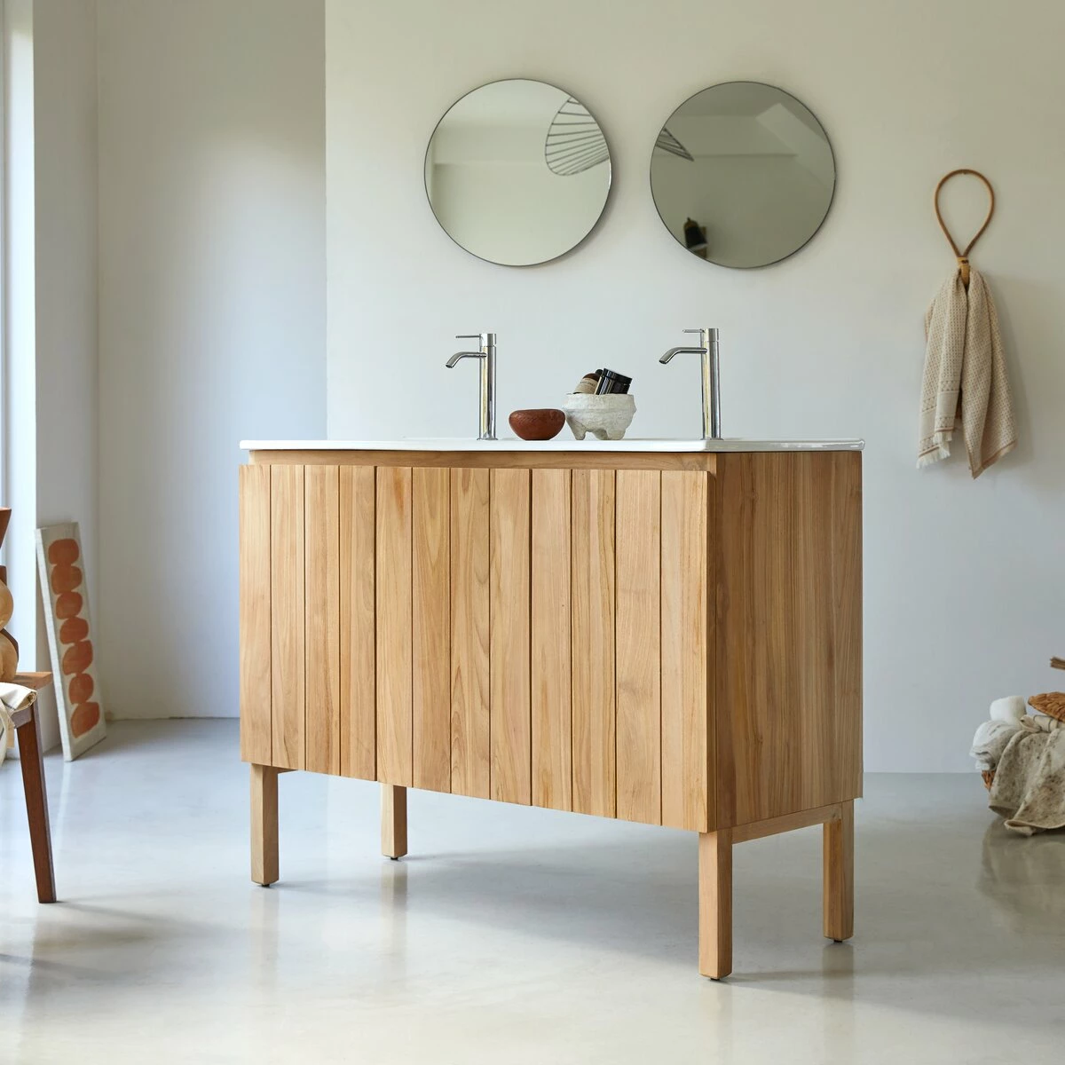 Jill Solid Teak And Ceramic Bathroom Cabinet 120 Cm Ref. 2585 6 Jill Solid Teak And Ceramic Bathroom Cabinet 120 Cm Ref. 2585 - Image 4