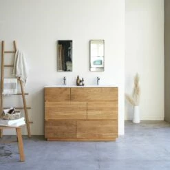 Karl Solid Oak And Ceramic Bathroom Cabinet 120 Cm Ref. 2363