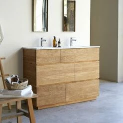 Karl Solid Oak And Ceramic Bathroom Cabinet 120 Cm Ref. 2363 -TIKAMOON Sales 1200 1200 karl solid oak and ceramic bathroom cabinet 120 cm 3
