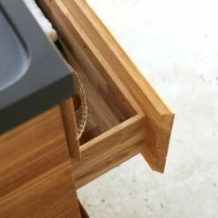 Karl Solid Oak And Lava Stone Bathroom Cabinet 120 Cm Ref. 2362 -TIKAMOON Sales 1200 1200 karl solid oak and lava stone bathroom cabinet 120 cm 2