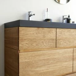 Karl Solid Oak And Lava Stone Bathroom Cabinet 120 Cm Ref. 2362 -TIKAMOON Sales 1200 1200 karl solid oak and lava stone bathroom cabinet 120 cm 5