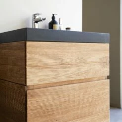 Karl Solid Oak And Lava Stone Bathroom Cabinet 60 Cm Ref. 2361 -TIKAMOON Sales 1200 1200 karl solid oak and lava stone bathroom cabinet 60 cm 6