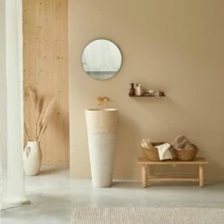 Koni Cream Marble Pedestal Washbasin Ref. 1228