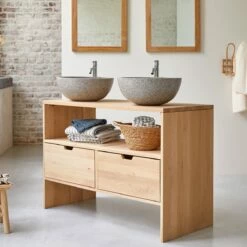 Kwarto Solid Oak Vanity Unit 110 Cm Ref. 3841 -TIKAMOON Sales 1200 1200 kwarto solid oak vanity unit 110 cm 3