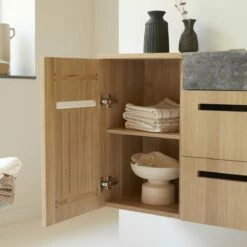 Line Solid Oak And Marble Vanity Unit 85 Cm Ref. 6408 -TIKAMOON Sales 1200 1200 line solid oak and marble vanity unit 85 cm 5