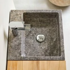 Line Solid Teak And Marble Bathroom Cabinet 85 Cm Ref. 2575 -TIKAMOON Sales 1200 1200 line solid teak and marble bathroom cabinet 85 cm 2