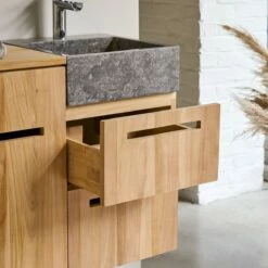 Line Solid Teak And Marble Bathroom Cabinet 85 Cm Ref. 2575 -TIKAMOON Sales 1200 1200 line solid teak and marble bathroom cabinet 85 cm 4