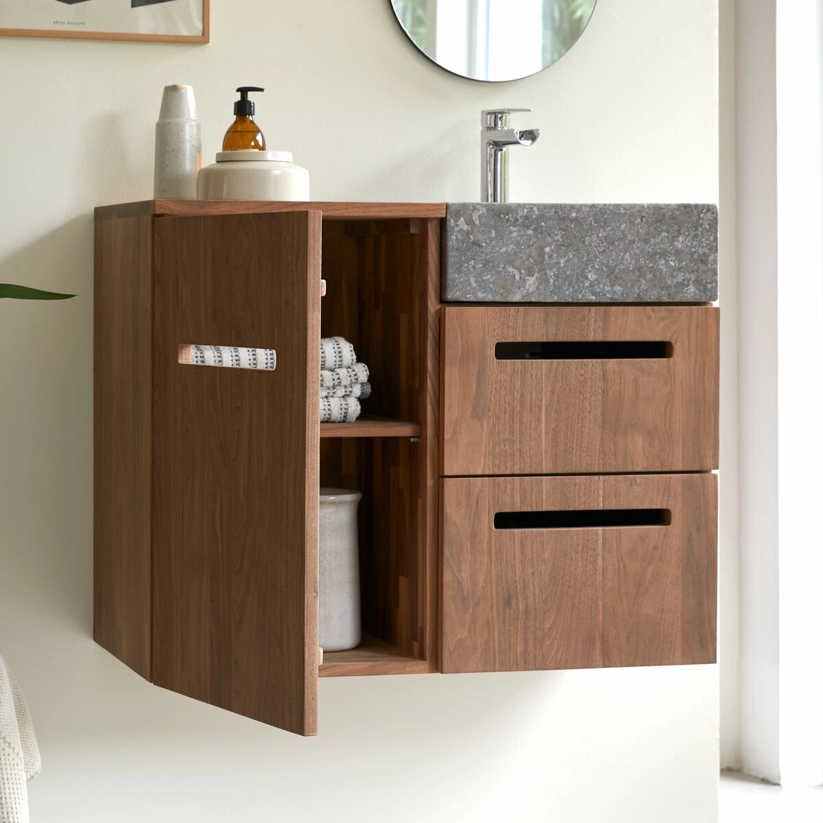 Line Solid Walnut And Marble Vanity Unit 85 Cm Ref. 4877 4 Line Solid Walnut And Marble Vanity Unit 85 Cm Ref. 4877 - Image 2