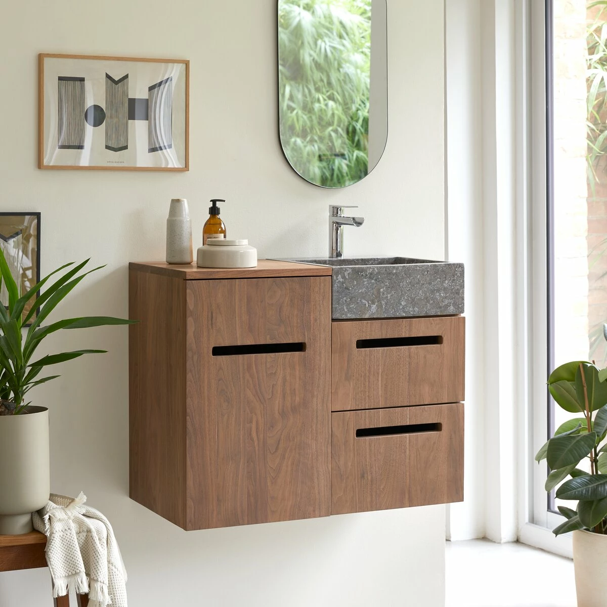 Line Solid Walnut And Marble Vanity Unit 85 Cm Ref. 4877 6 Line Solid Walnut And Marble Vanity Unit 85 Cm Ref. 4877 - Image 4