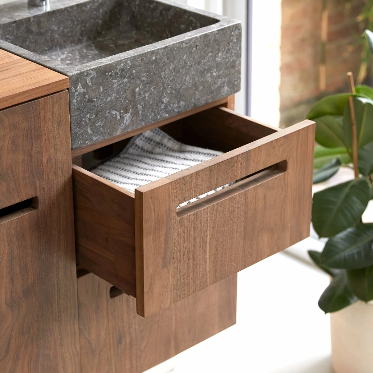 Line Solid Walnut And Marble Vanity Unit 85 Cm Ref. 4877 7 Line Solid Walnut And Marble Vanity Unit 85 Cm Ref. 4877 - Image 5