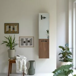 Line Solid Walnut High Mirror Storage Unit Ref. 4880