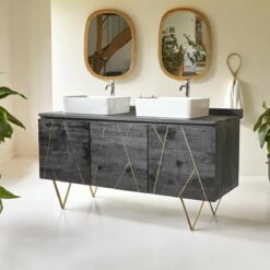 Liv Solid Mango Wood Vanity Unit 155 Cm Ref. 2345 11 Liv Solid Mango Wood Vanity Unit 155 Cm Ref. 2345 -TIKAMOON Sales 1200 1200 liv solid mango wood vanity unit 155 cm 3
