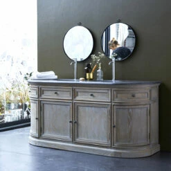 Louise Oak And Stone Vanity Unit 180 Cm Ref. 1813 -TIKAMOON Sales 1200 1200 louise oak and stone bathroom cabinet 180 cm 3