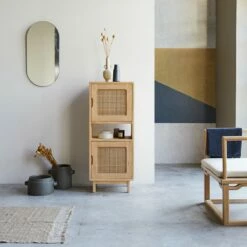 Luis Solid Elm And Canework Low Cabinet Ref. 4401