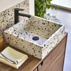 Made Brown Square Premium Terrazzo Washbasin Made Ref. 6449 11 Made Brown Square Premium Terrazzo Washbasin Made Ref. 6449 -TIKAMOON Sales 1200 1200 made premium terrazzo brown washbasin 3