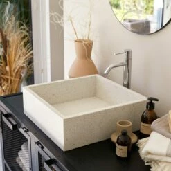 Made White Square Premium Terrazzo Washbasin Ref. 3195 -TIKAMOON Sales 1200 1200 made premium terrazzo washbasin 2