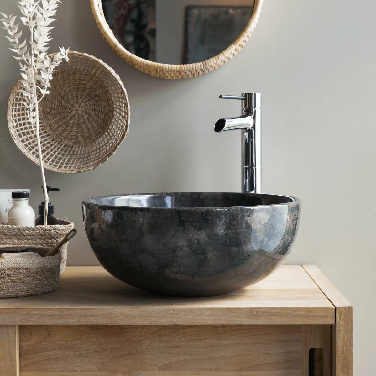 Mia Dark Grey Marble Washbasin Ref. 3588 3 Mia Dark Grey Marble Washbasin Ref. 3588