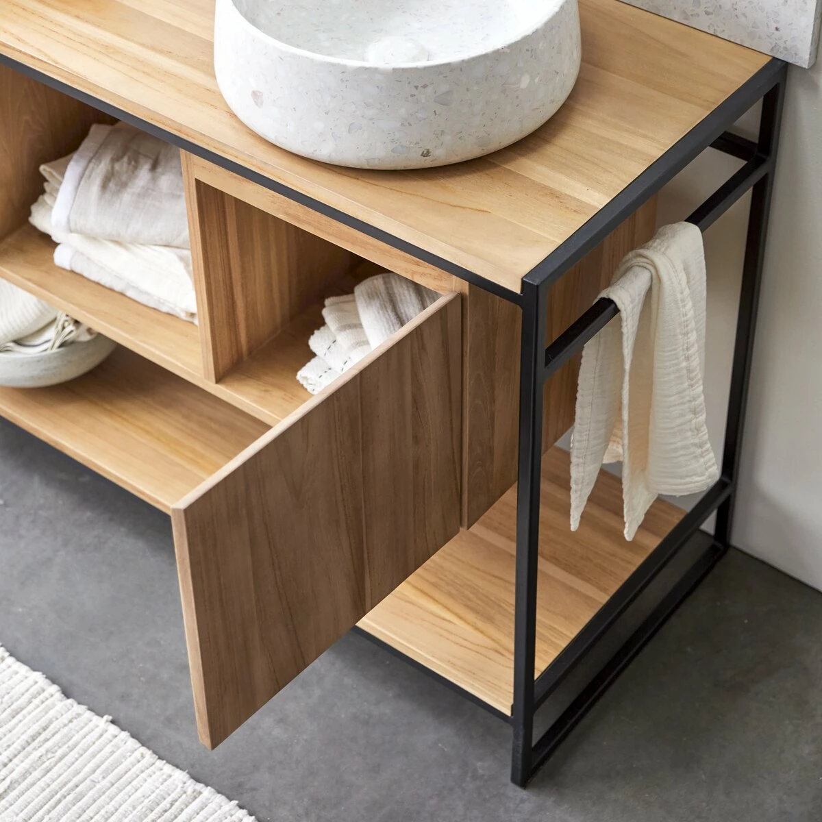 Michal Solid Teak And Metal Vanity Unit 140 Cm Ref. 2297 4 Michal Solid Teak And Metal Vanity Unit 140 Cm Ref. 2297 - Image 2