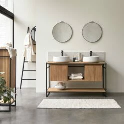 Michal Solid Teak And Metal Vanity Unit 140 Cm Ref. 2297