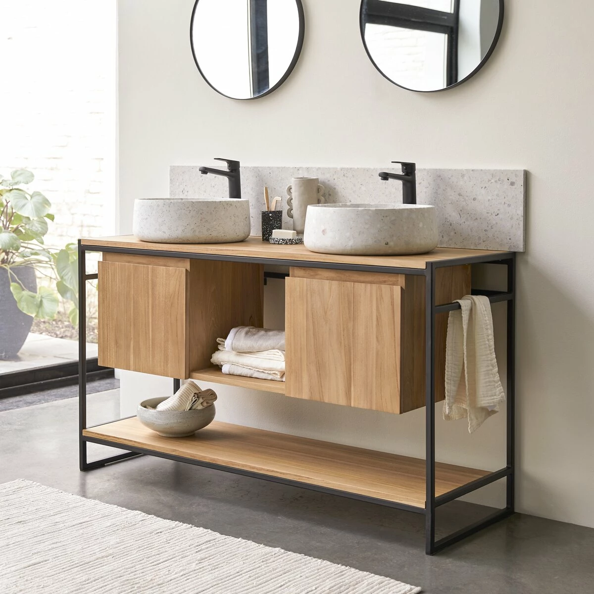 Michal Solid Teak And Metal Vanity Unit 140 Cm Ref. 2297 6 Michal Solid Teak And Metal Vanity Unit 140 Cm Ref. 2297 - Image 4