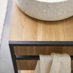 Michal Solid Teak And Metal Vanity Unit 140 Cm Ref. 2297 11 Michal Solid Teak And Metal Vanity Unit 140 Cm Ref. 2297 -TIKAMOON Sales 1200 1200 michal solid teak and metal vanity unit 140 cm 4