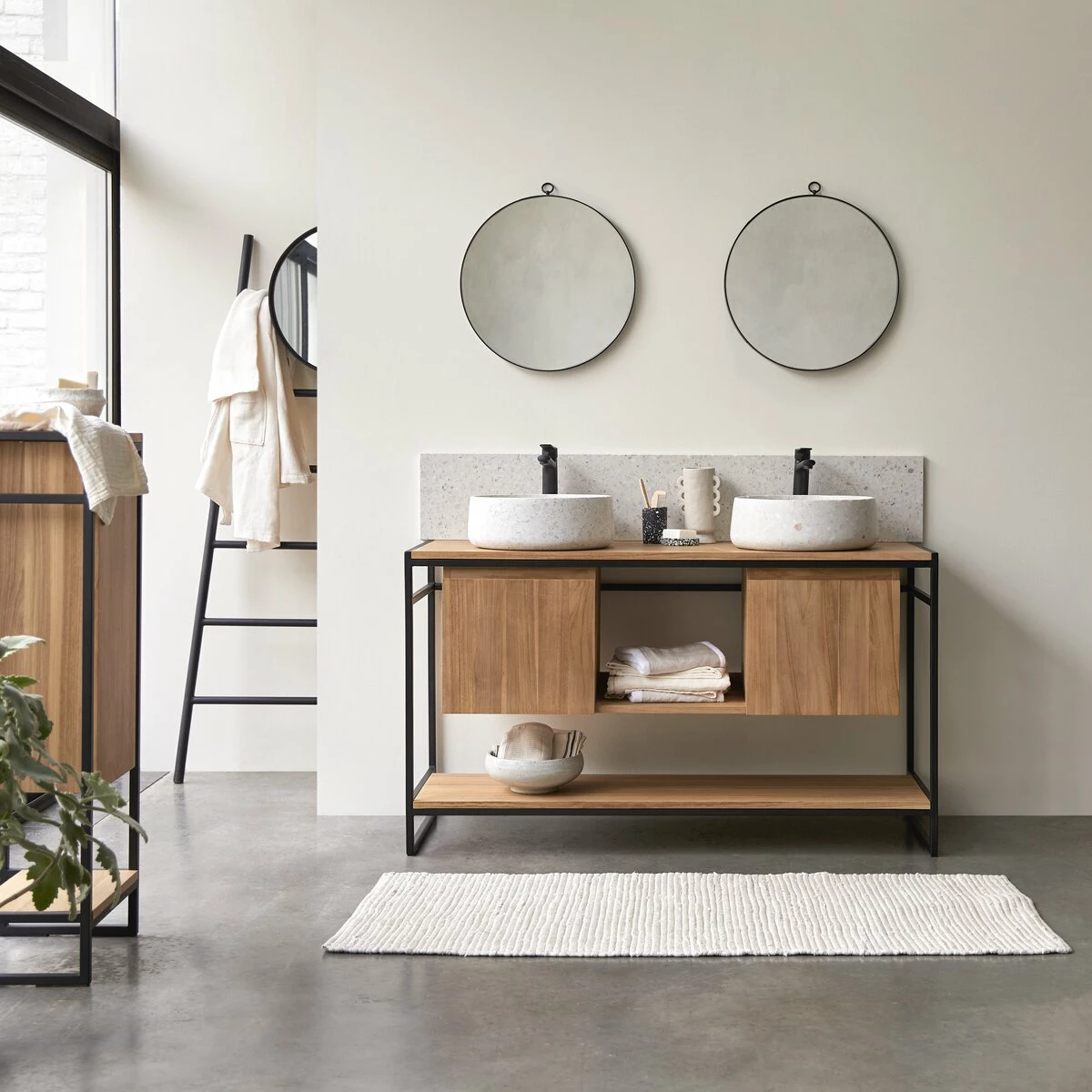 Michal Solid Teak And Metal Vanity Unit 140 Cm Ref. 2297 3 Michal Solid Teak And Metal Vanity Unit 140 Cm Ref. 2297